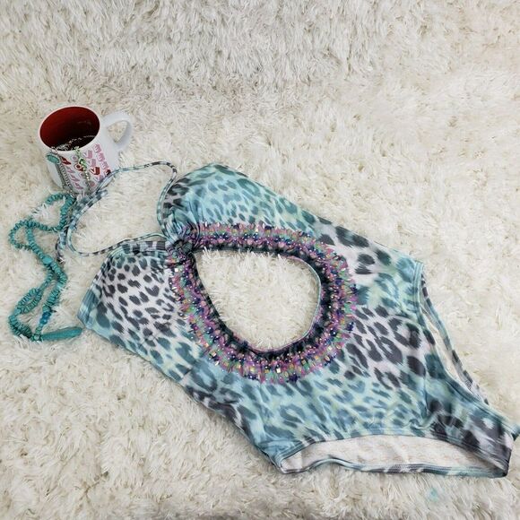 Victoria's Secret Cut out front and back monokini with gems in front Medium - Picture 1 of 8